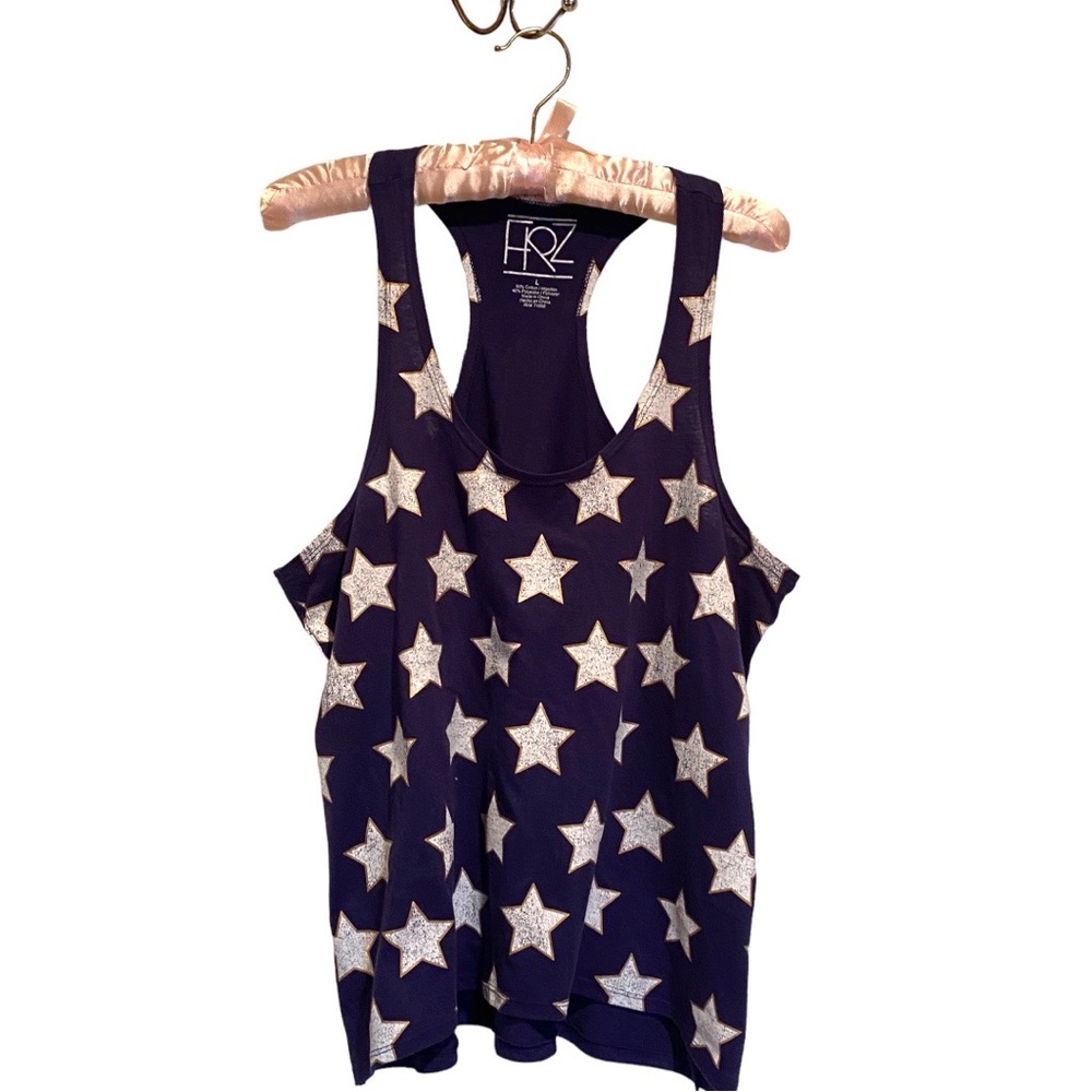 Blue and White Star Racerback Top by FRZ - Size Large